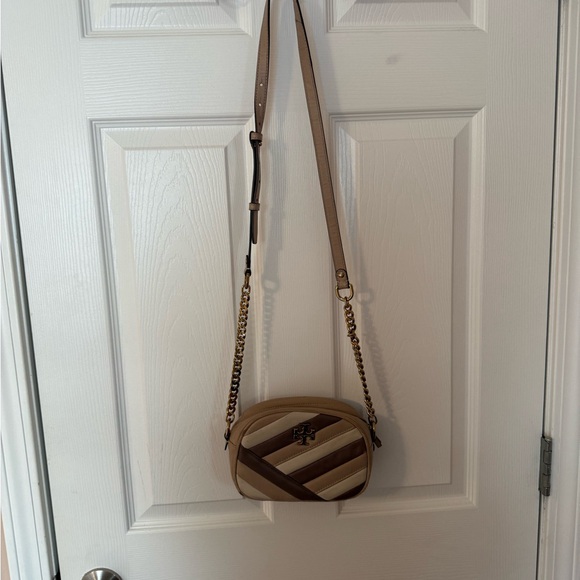 Tory Burch Beige and Brown Striped Crossbody Bag - Picture 2 of 4